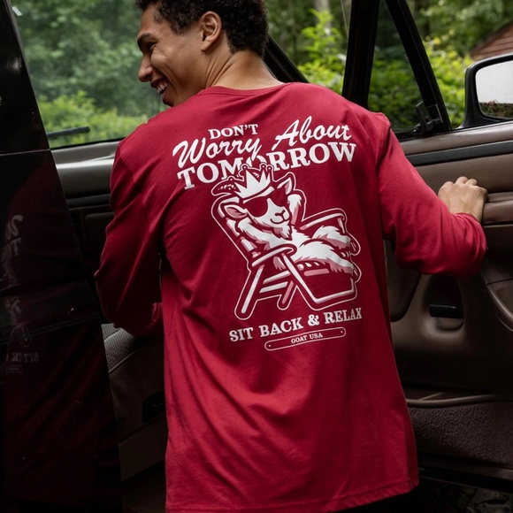 GOAT USA Long Sleeved Tee, Adult M, Burgundy - Picture 3 of 4